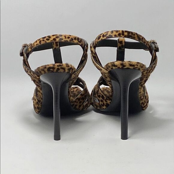 Saint Laurent Tribute 105MM Leopard-Print Calf Hair Sandals - Picture 8 of 13